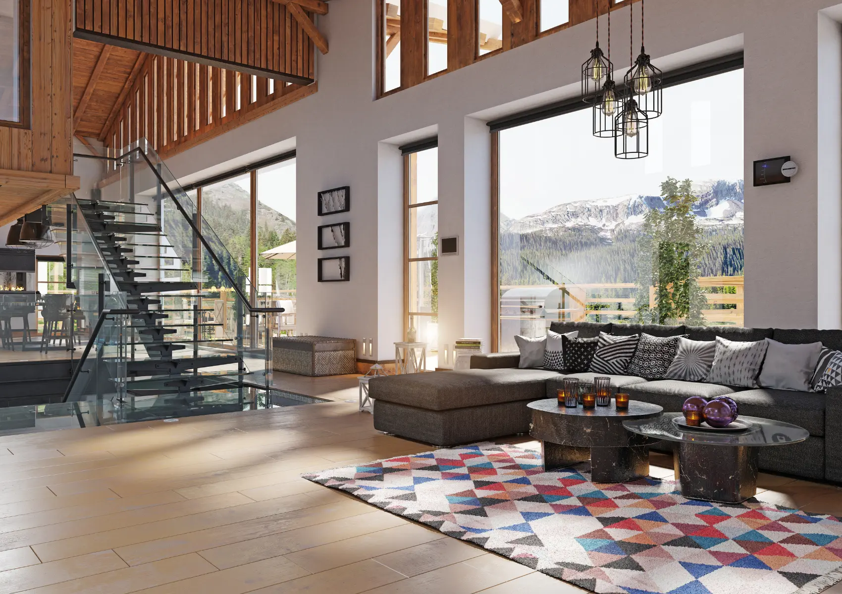 interior cgi of Mountain Chalet in Architectural study